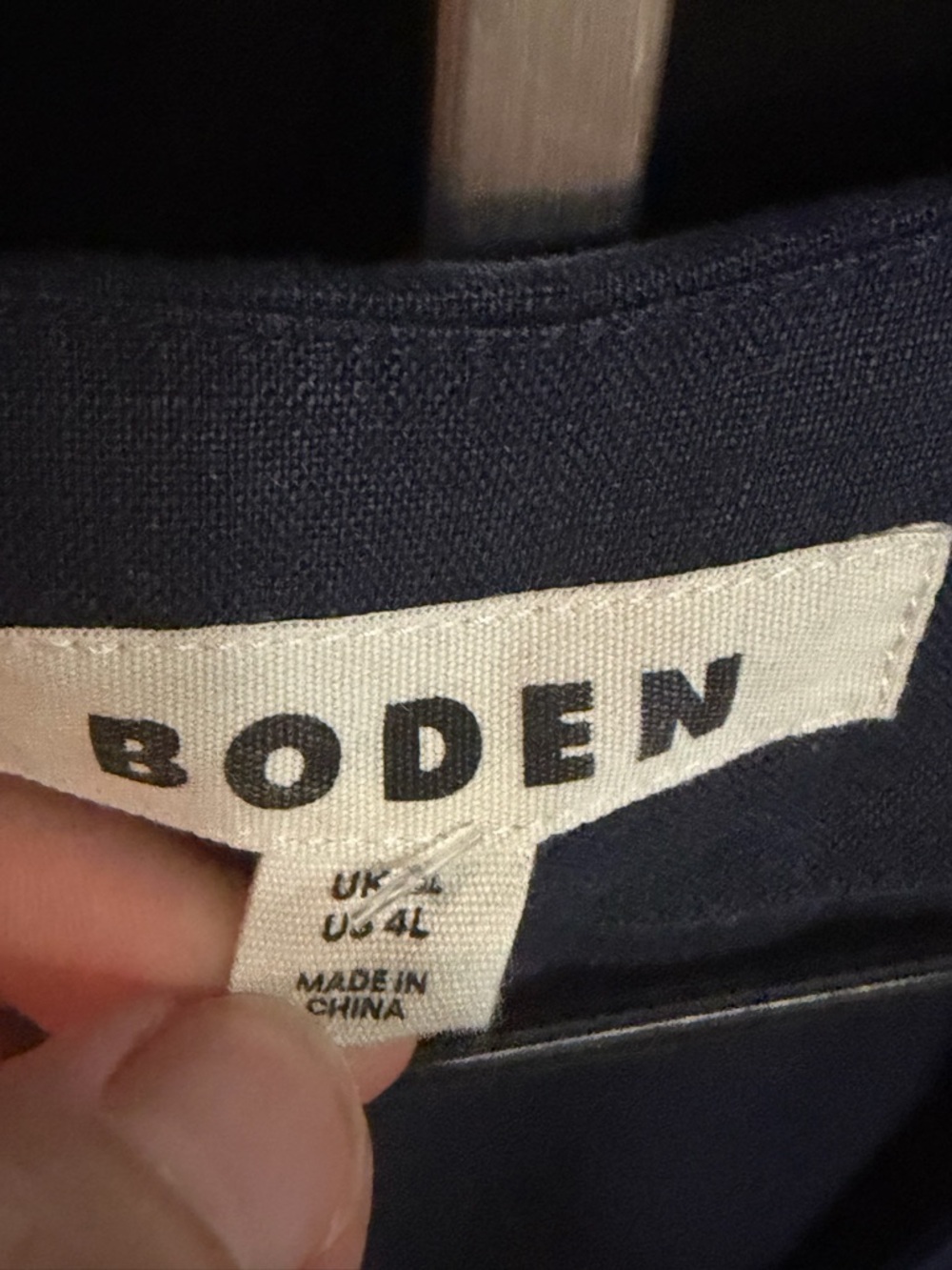 Boden Eve 100% Linen Dress Navy Short Puff Sleeve V-Neck Summer Resort Size 4 - Picture 9 of 10